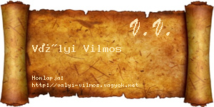 Vályi Vilmos névjegykártya